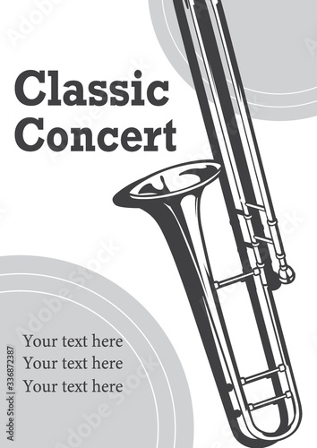 リアルなトロンボーンのイラストを使ったデザイン