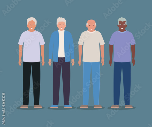 Grandfathers avatars old men vector design