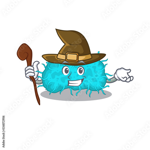 bacteria prokaryote sneaky and tricky witch cartoon character photo