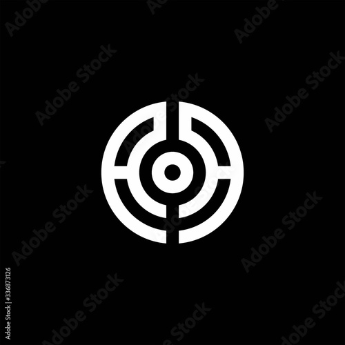 AA monogram logo with abstract circle style and dot in the middle