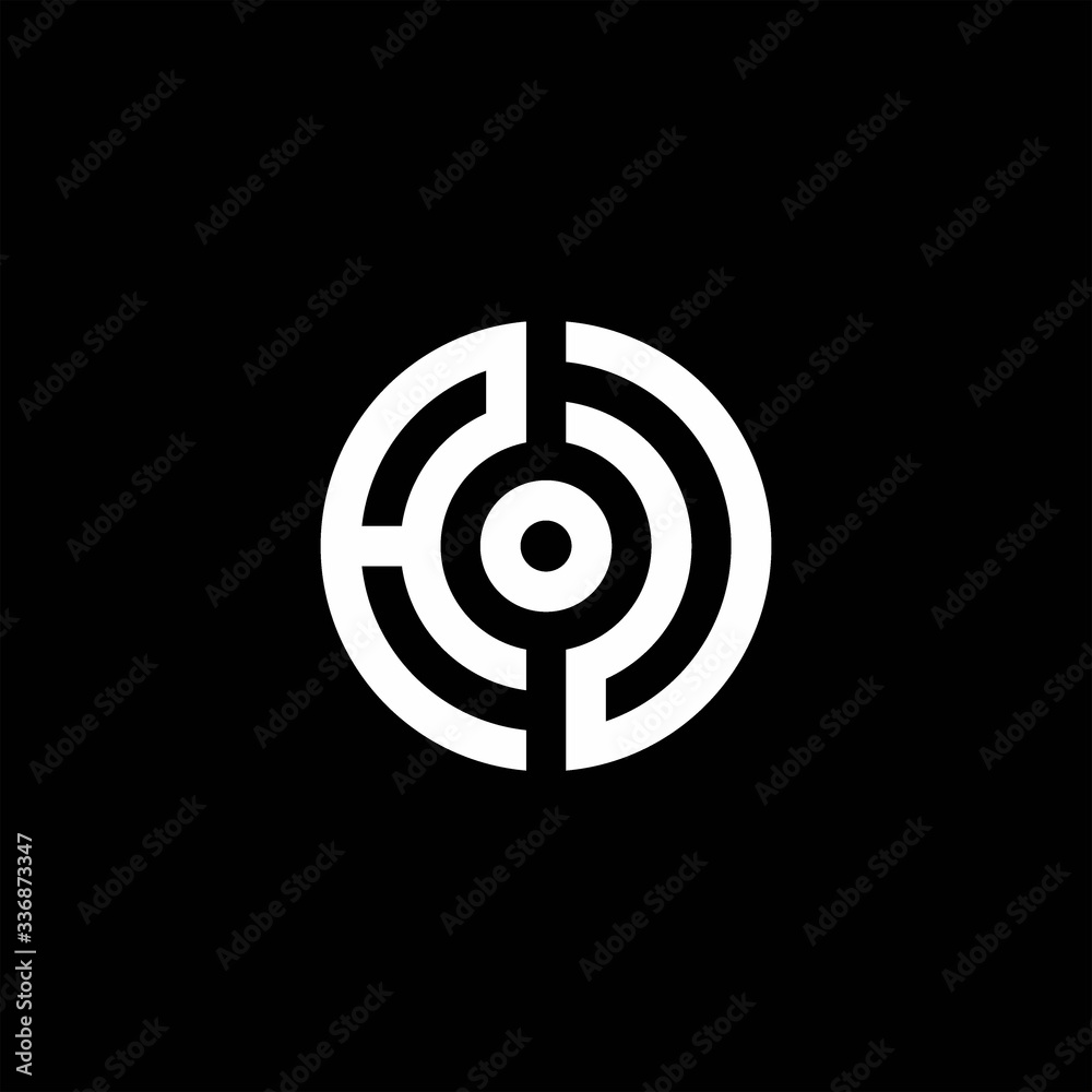 AU monogram logo with abstract circle style and dot in the middle