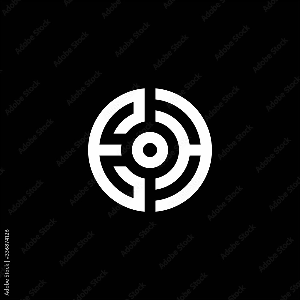 EH monogram logo with abstract circle style and dot in the middle EH monogram logo with abstract circle style and dot in the middle