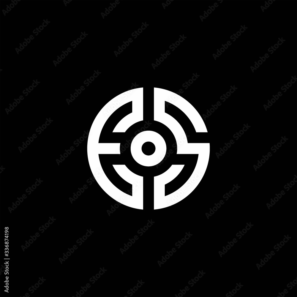ES monogram logo with abstract circle style and dot in the middle ES monogram logo with abstract circle style and dot in the middle