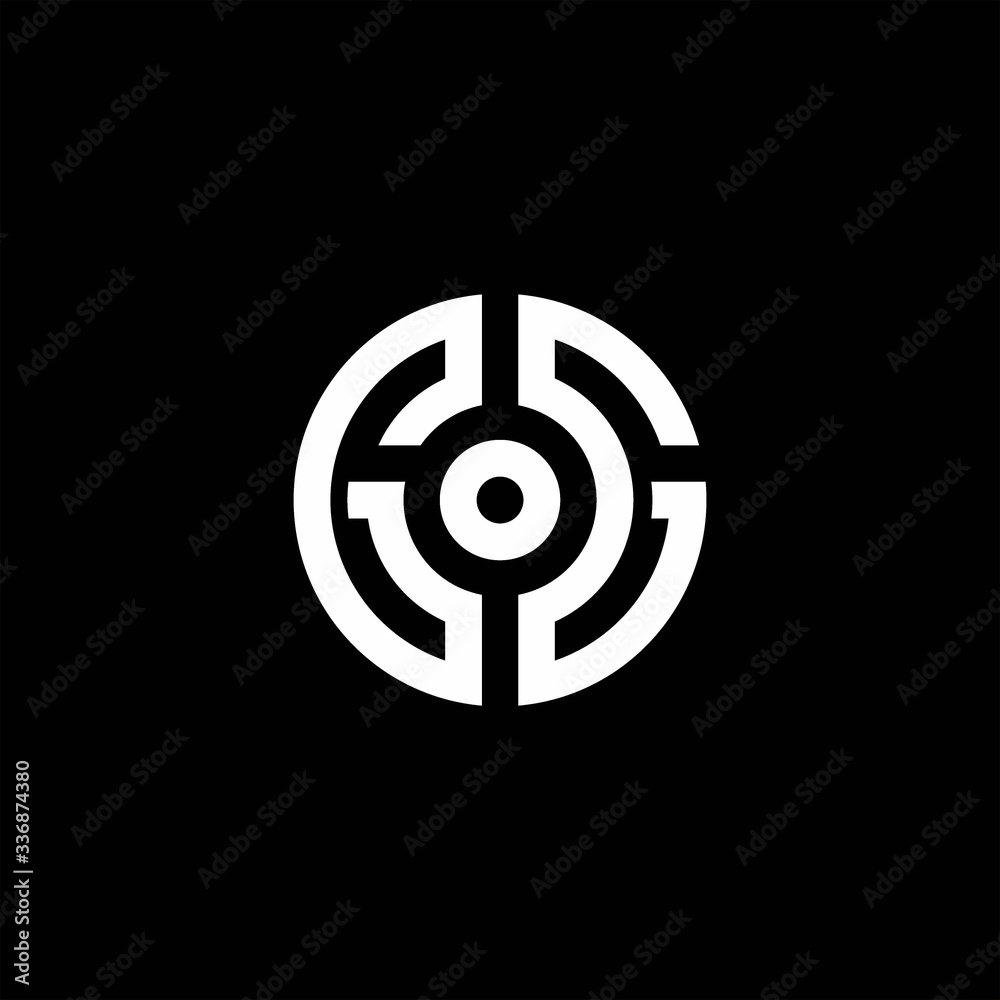 GG monogram logo with abstract circle style and dot in the middle GG monogram logo with abstract circle style and dot in the middle
