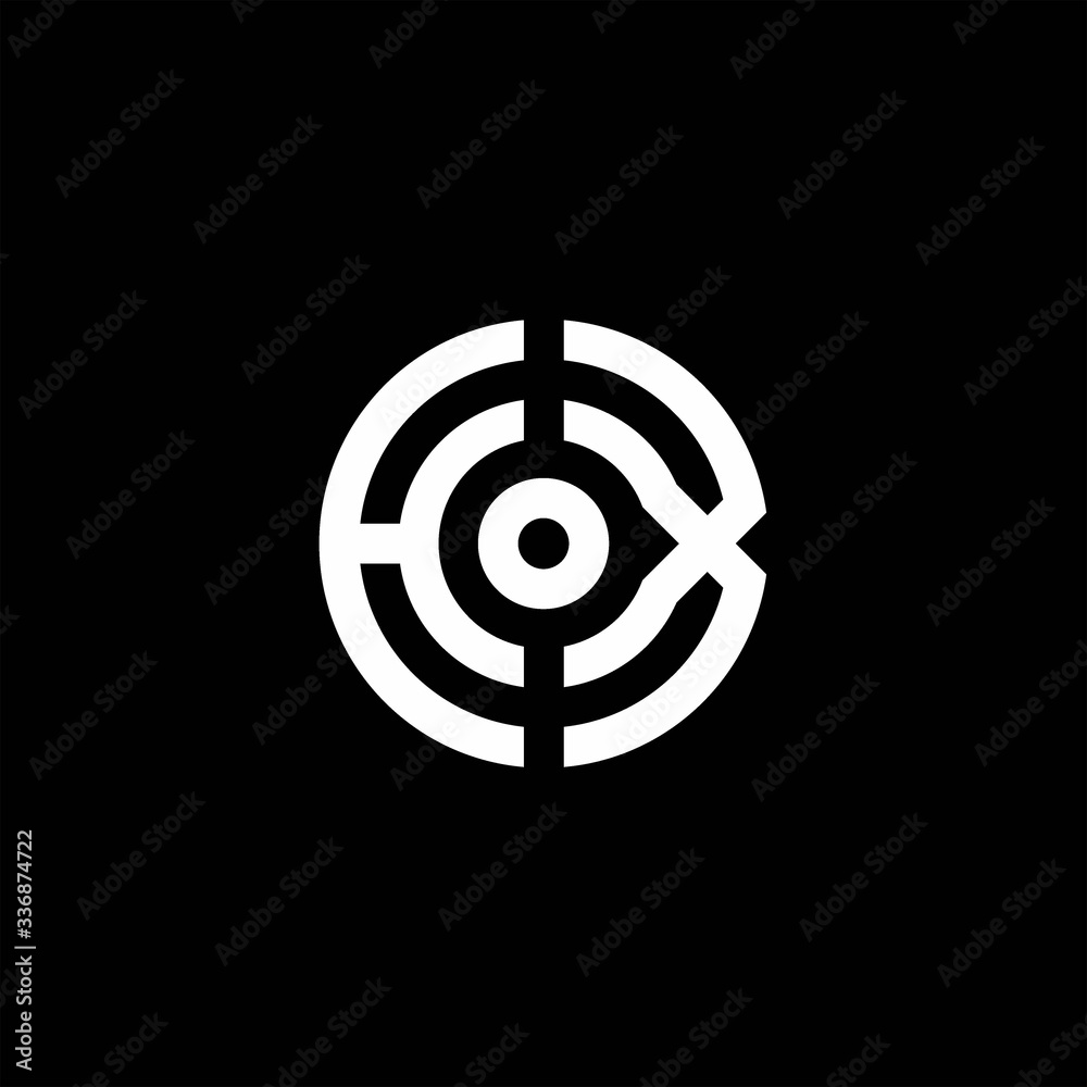 HX monogram logo with abstract circle style and dot in the middle HX monogram logo with abstract circle style and dot in the middle