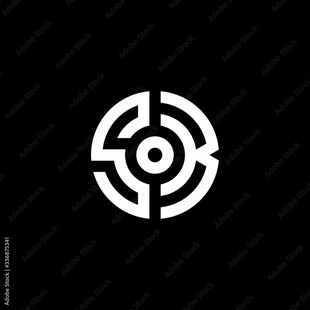 SK monogram logo with abstract circle style and dot in the middle SK monogram logo with abstract circle style and dot in the middle