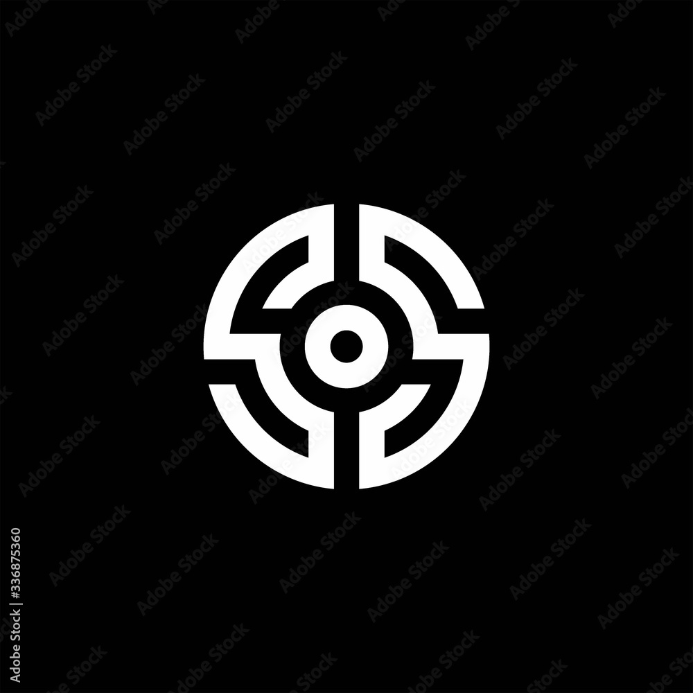 SS monogram logo with abstract circle style and dot in the middle SS monogram logo with abstract circle style and dot in the middle