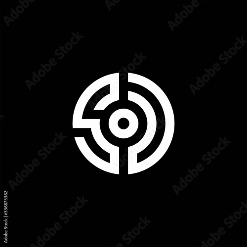 SU monogram logo with abstract circle style and dot in the middle