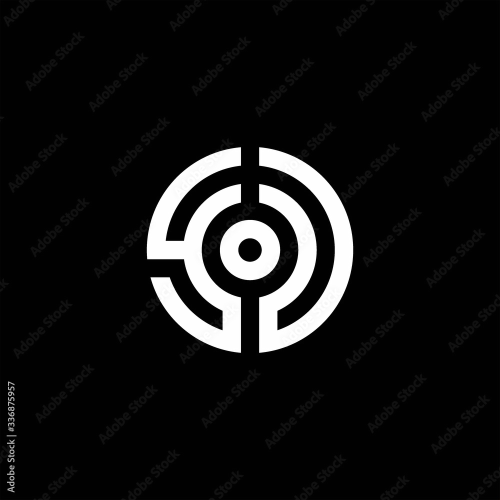 YU monogram logo with abstract circle style and dot in the middle YU monogram logo with abstract circle style and dot in the middle