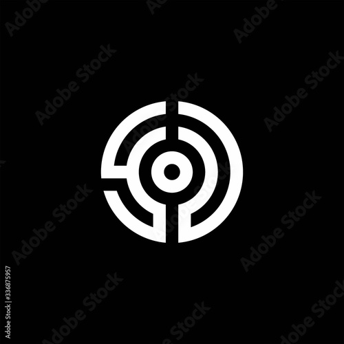YU monogram logo with abstract circle style and dot in the middle