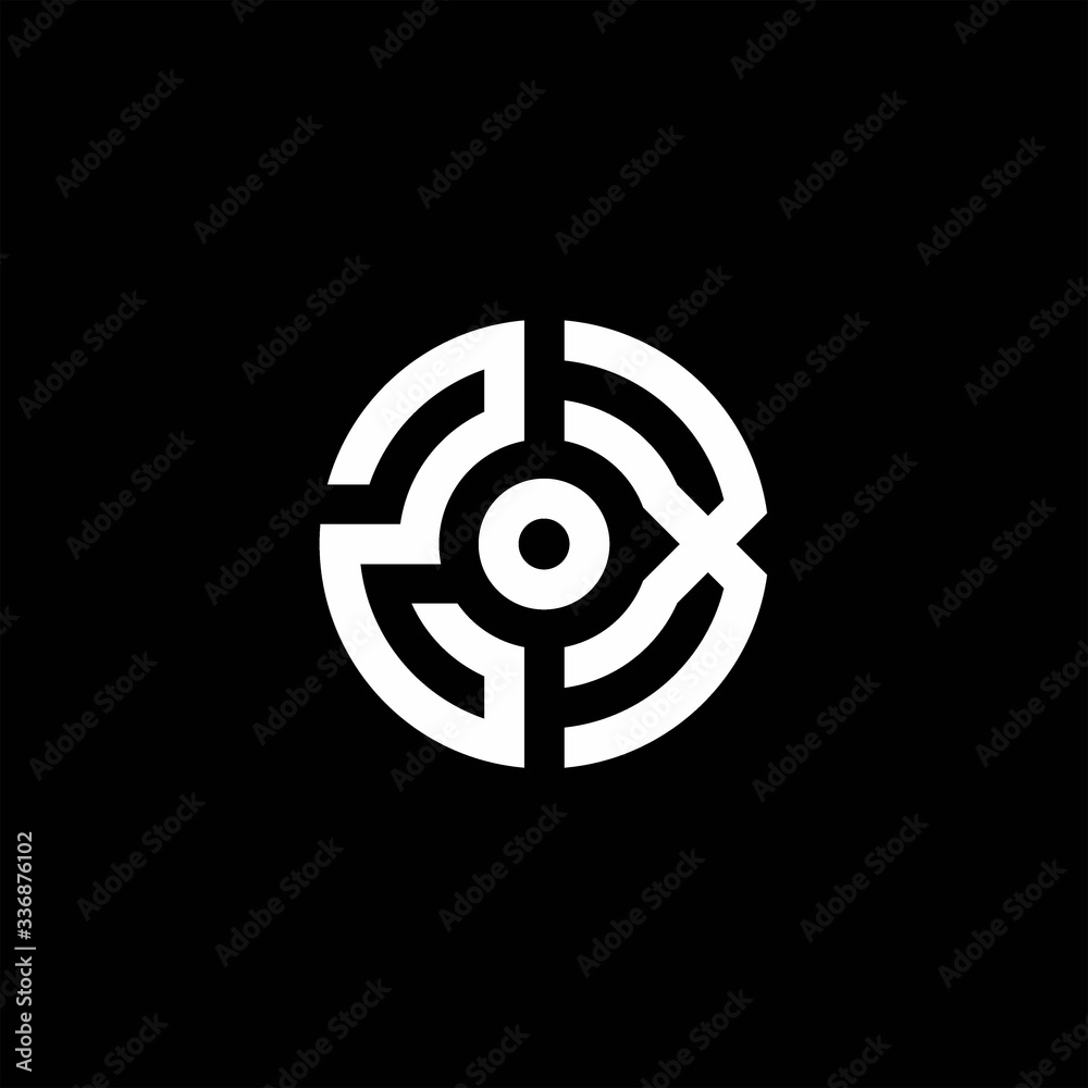 ZX monogram logo with abstract circle style and dot in the middle ZX monogram logo with abstract circle style and dot in the middle