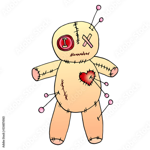 Colorful voodoo doll vector illustration.