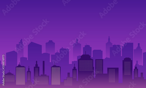 Silhouette background city of night with skyscraper