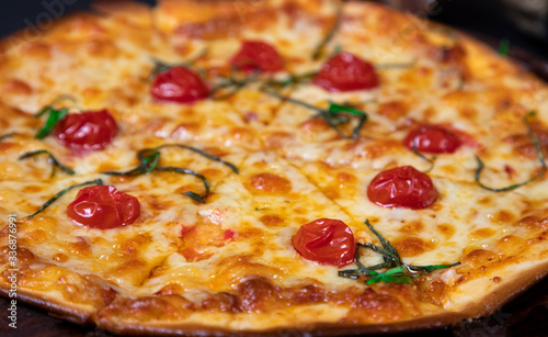 Cheese Pizza with Cheery Tomatoes