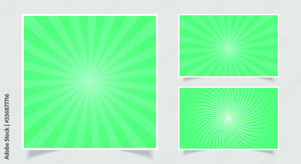 Abstract sunburst rays banner set. Sunshine vector background. Abstract sunburst wallpaper for template banner, ad, social media.