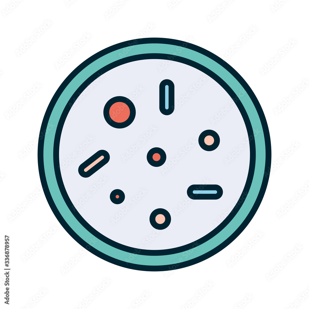 Isolated virus inside plate line and fill style icon vector design Isolated virus inside plate line and fill style icon vector design