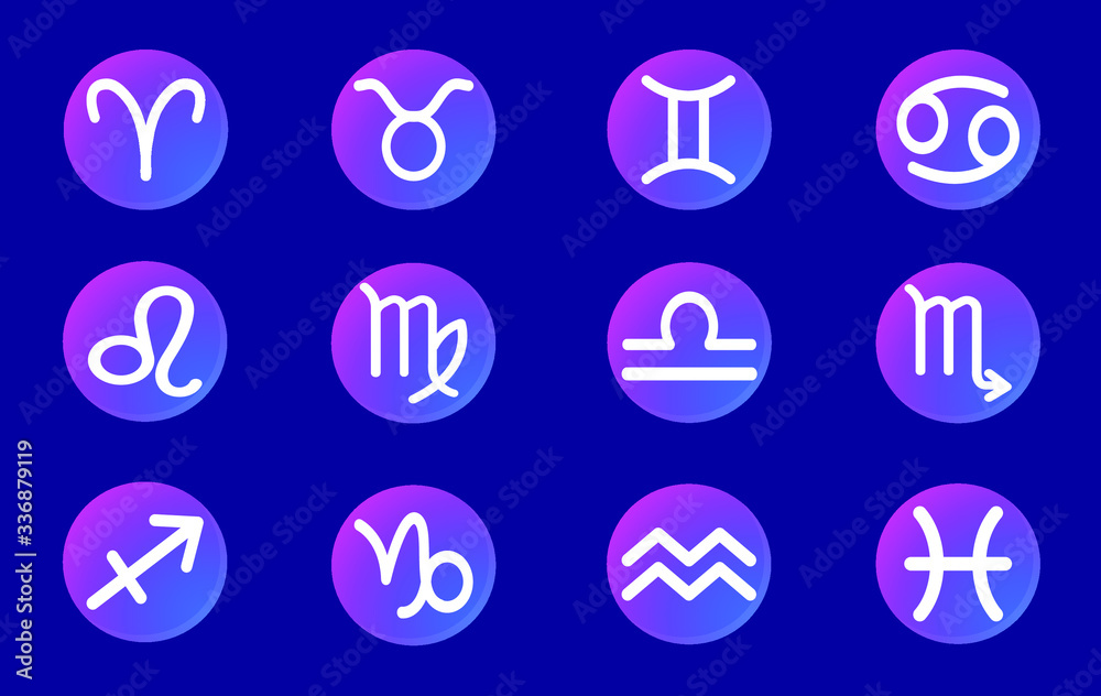 Set vector images The 12 zodiac symbols consist of Aries, Taurus, Gemini, Cancer, Leo, Virgo, Libra, Scorpio, Sagittarius, Capricorn, Aquarius, Pisces. Each symbol has a design color in a galaxy tone. Set vector images The 12 zodiac symbols consist of Aries, Taurus, Gemini, Cancer, Leo, Virgo, Libra, Scorpio, Sagittarius, Capricorn, Aquarius, Pisces. Each symbol has a design color in a galaxy tone.