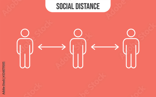 Social distancing vector icon. Keep your distance in public to prevent coronavirus pandemic. Preventive measures in quarantine times.