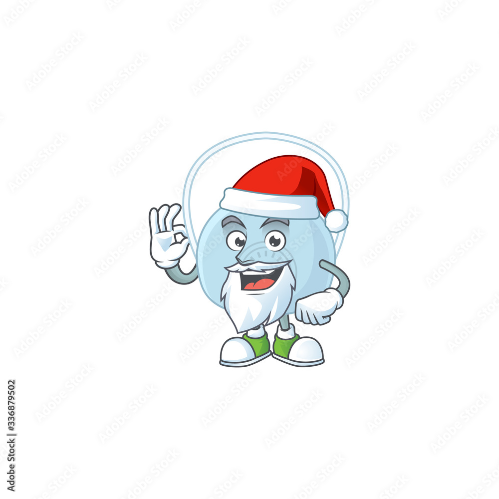 Friendly breathing mask Santa cartoon character design with ok finger Friendly breathing mask Santa cartoon character design with ok finger