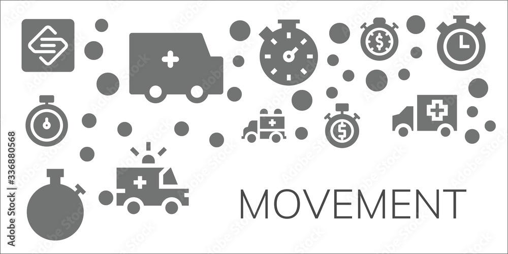 Modern Simple Set of movement Vector filled Icons