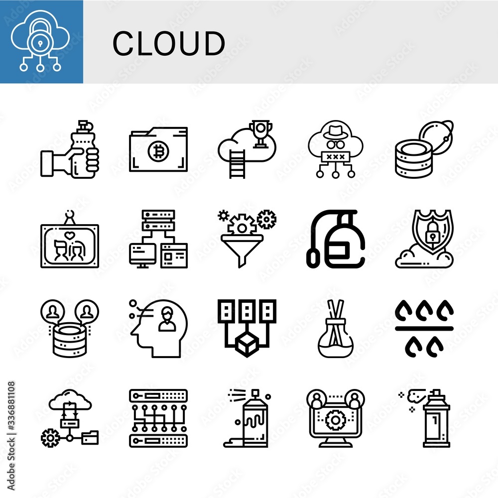 cloud simple icons set