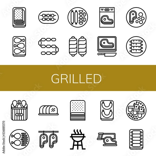 grilled simple icons set