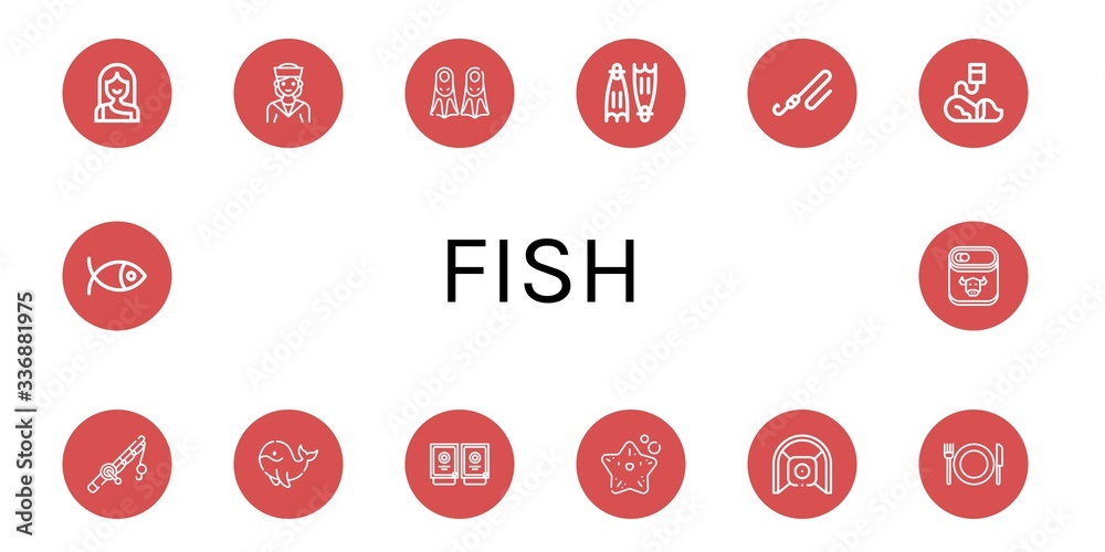 fish simple icons set fish simple icons set