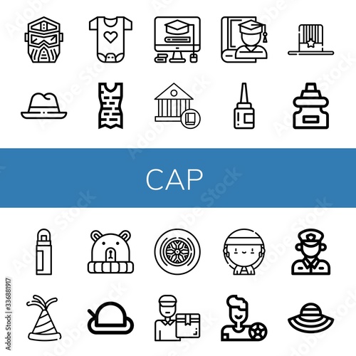 cap simple icons set