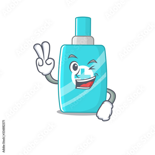 Happy ointment cream cartoon design concept with two fingers