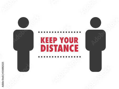 Social distance sign. Keep your distancing from other people in public. Coronavirus pandemic preventive measures. People pictogram vector icon.