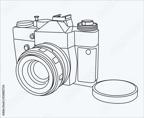 vintage film camera in vector 10
