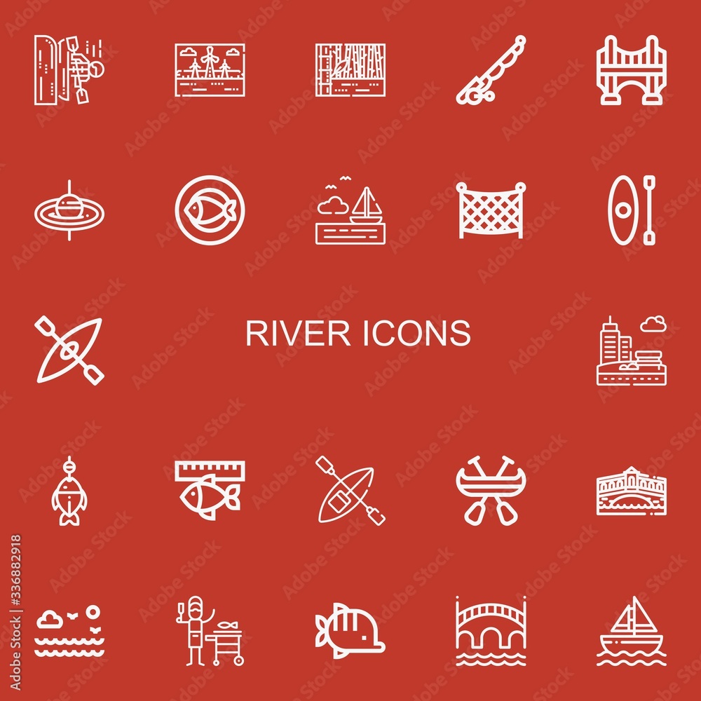 Editable 22 river icons for web and mobile