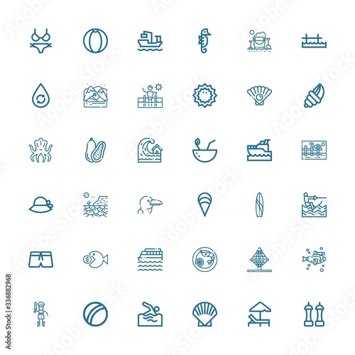 Editable 36 sea icons for web and mobile