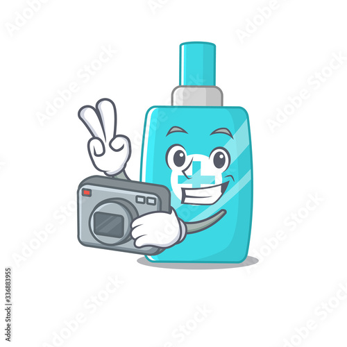 Ointment cream mascot design as a professional photographer working with camera