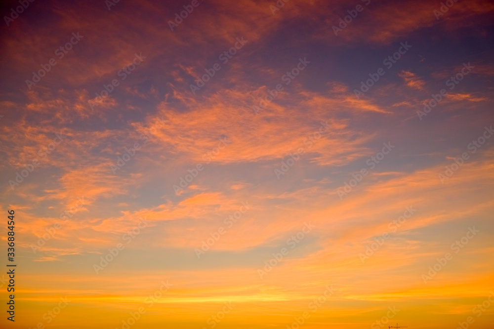 sunset sky shading background from orange to blue