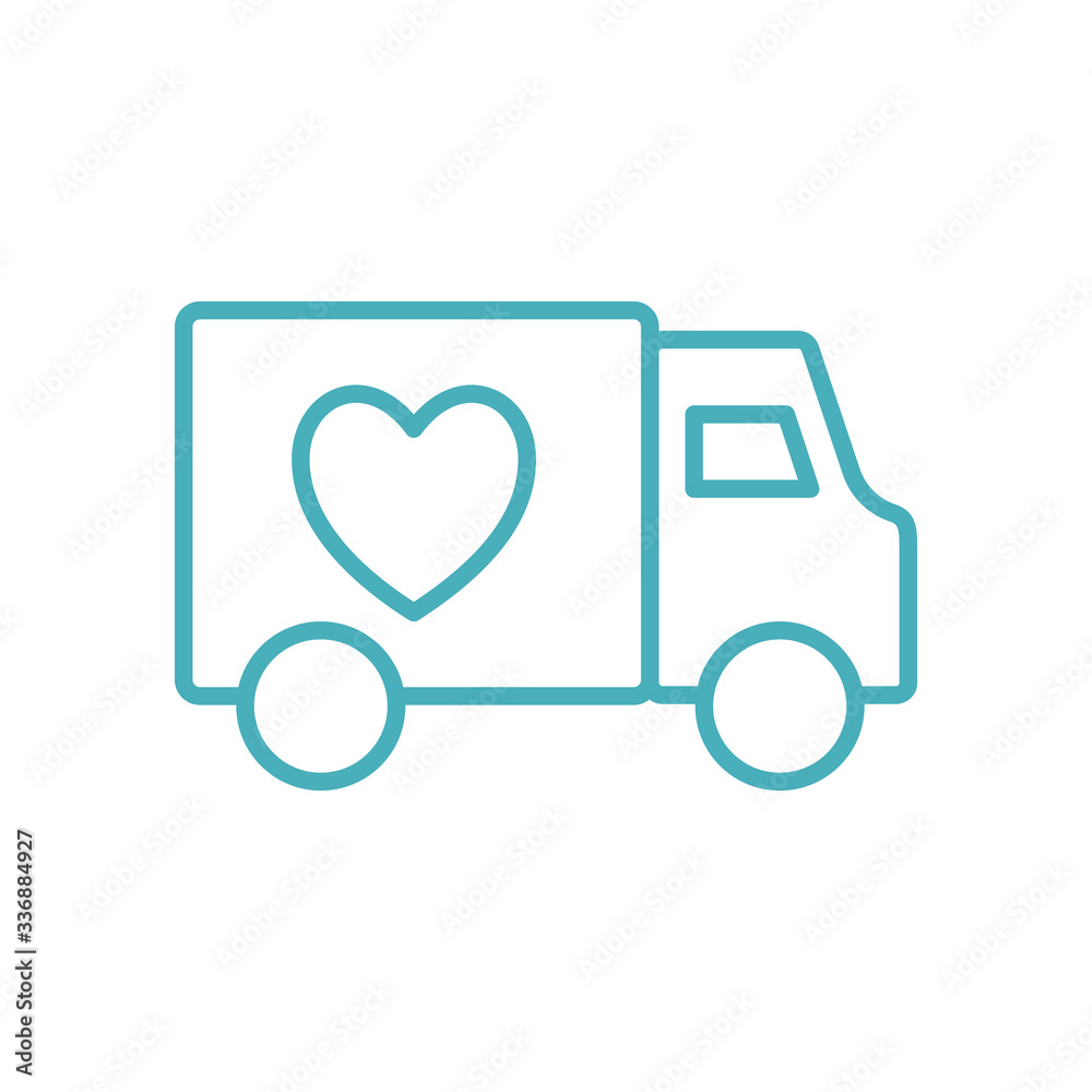 Ambulance with heart line style icon vector design Ambulance with heart line style icon vector design