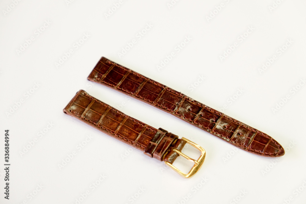 leather watch strap object isolate on the white background leather watch strap object isolate on the white background
