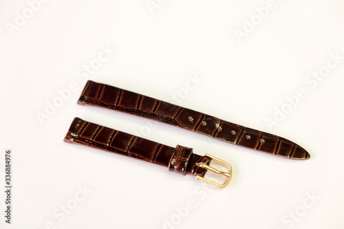 leather watch strap object isolate on the white background