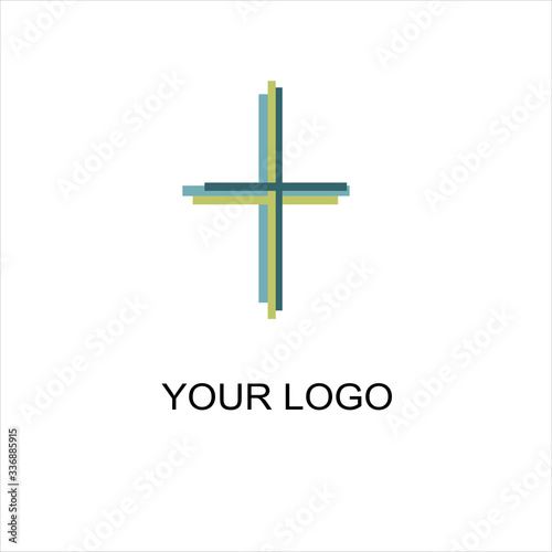 Christian logo of church with color cross.