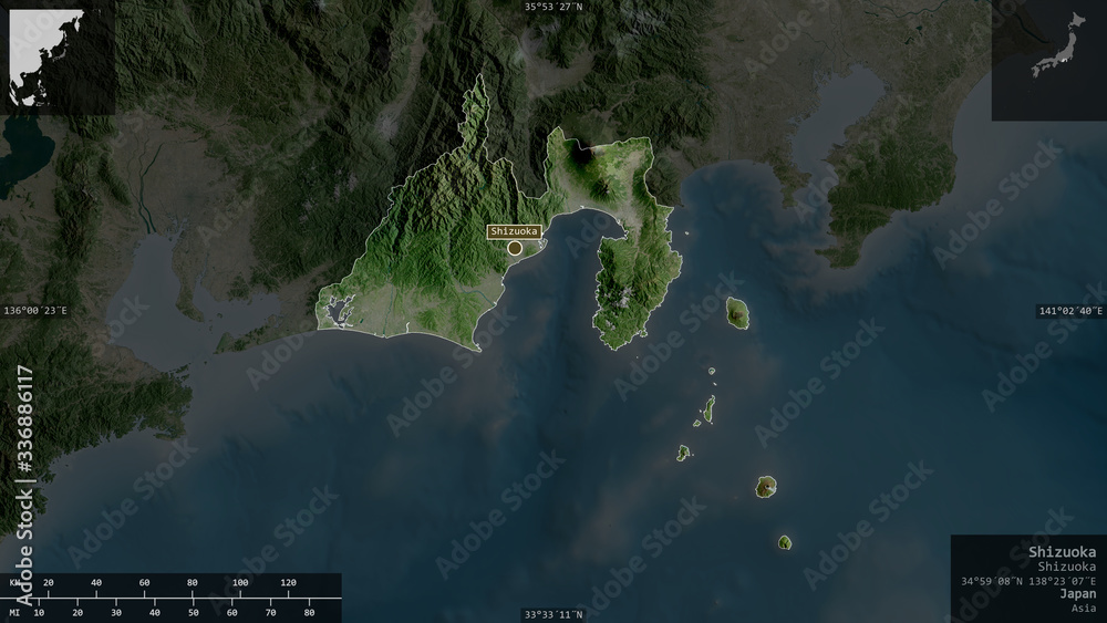 Fototapeta premium Shizuoka, Japan - composition. Satellite