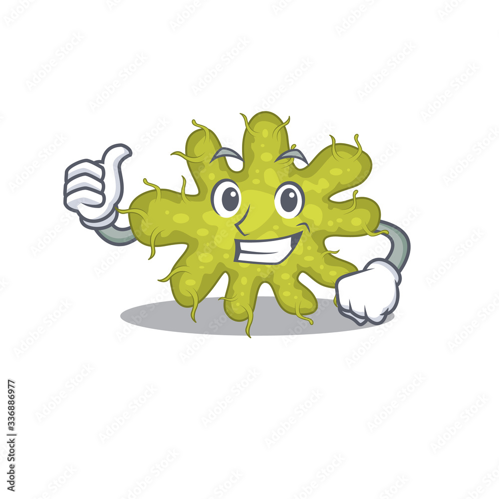 Fototapeta premium Bacterium cartoon character design making OK gesture