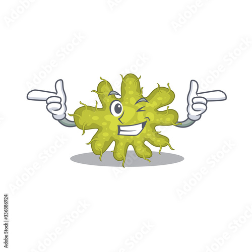 Cartoon design concept of bacterium with funny wink eye