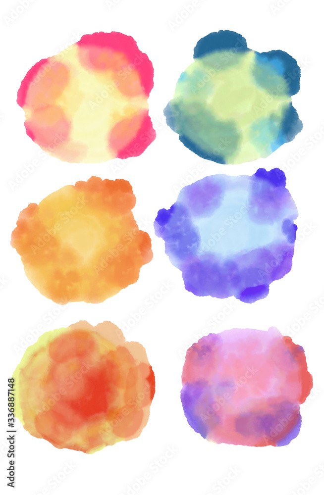 abstract set of watercolor hand drawn round shape background