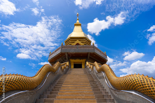 Gold pagoda at Wat Pho Thi Som Porn, Udon Thani, Thailand