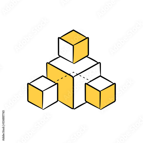 cube, boxes for block chain concept icon