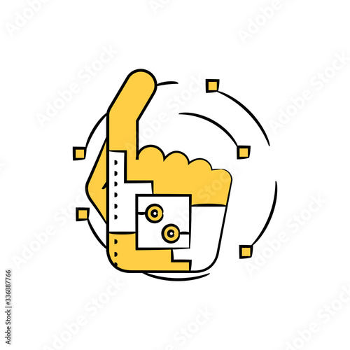 robotic hand embed with microchip for artificial intelligence concept