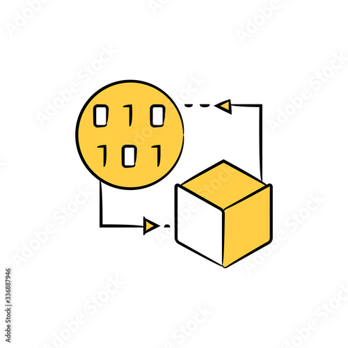 cube and binary code for block chain  and network concept
