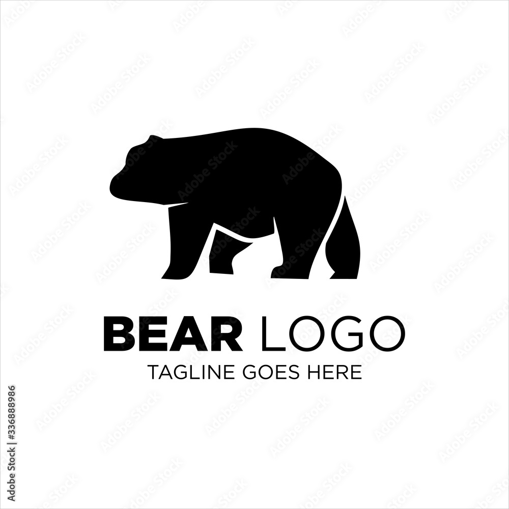 Bear silhouette logo vector animals illustration, bear icon modern symbol for graphic and web design