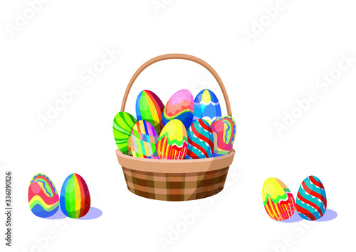  easter egg in the basket design colorful on white background illustration vector
