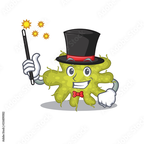 An attractive Magician of bacterium cartoon design